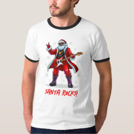 Santa Rocks! Grappige Kerstman speelt gitaar T-shirt