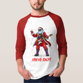 Santa Rocks! Grappige Kerstman speelt gitaar T-shirt