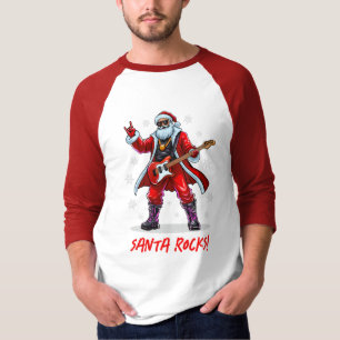 Santa Rocks! Grappige Kerstman speelt gitaar T-shirt