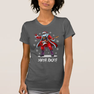 Santa Rocks! Grappige Kerstman speelt gitaar T-shirt