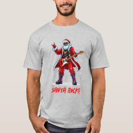 Santa Rocks! Grappige Kerstman speelt gitaar T-shirt