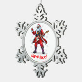 Santa Rocks! Grappige Kerstman speelt gitaar Tin Sneeuwvlok Ornament (Rechts)
