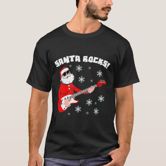 Santa Rocks Kerstcadeau T-shirt (Voorkant)