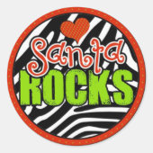 Santa rocks ronde sticker (Voorkant)