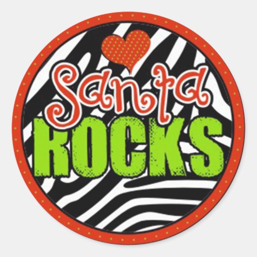 Santa rocks ronde sticker (Voorkant)