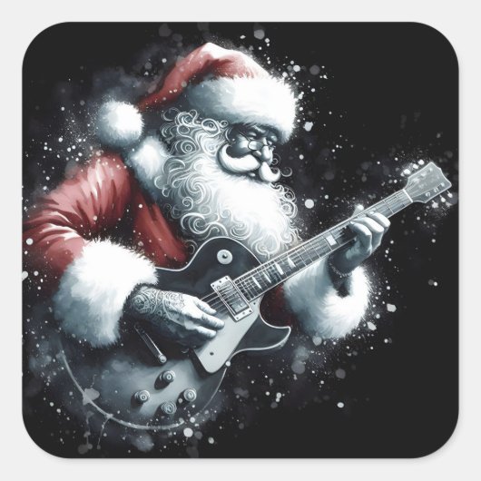 Santa rockt harder dan winterwind vierkante sticker (Voorkant)