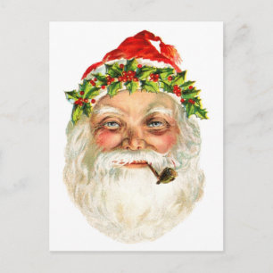 Santa Roking A Pipe Feestdagenkaart