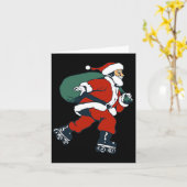 Santa Roller Schaatsen Leuke Kerstman Skater Kinde Kaart (Gele Bloem)