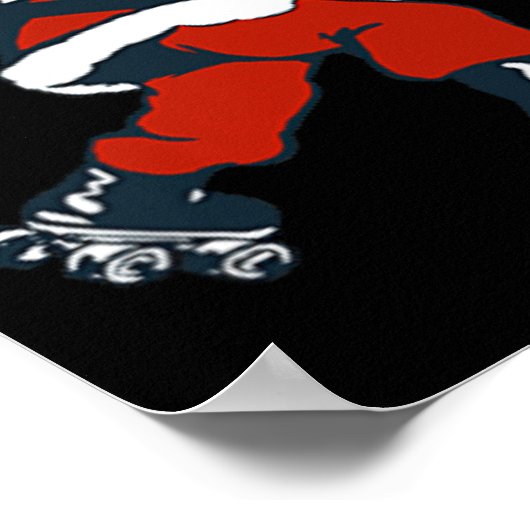 Santa Roller Schaatsen Leuke Kerstman Skater Kinde Poster (Hoek)