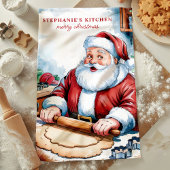 Santa Rolling Dough Gepersonaliseerde Kerst Theedoek
