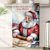 Santa Rolling Dough Gepersonaliseerde Kerst Theedoek