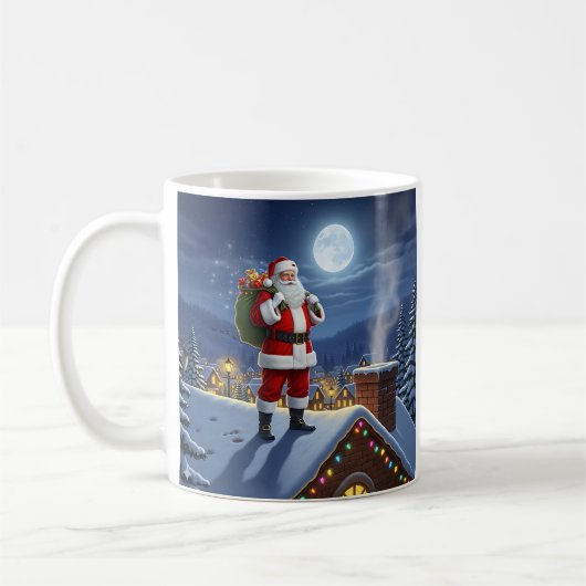 Santa Rooftop Christmas Koffiemok (Links)