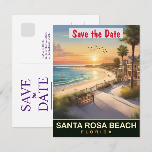 Santa Rosa Beach, Florida Save The Date (Voorkant / Achterkant)