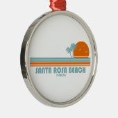 Santa Rosa Beach Florida Sun Palm Trees Metalen Ornament (Rechts)