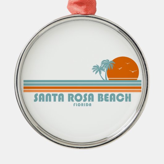 Santa Rosa Beach Florida Sun Palm Trees Metalen Ornament (Voorkant)