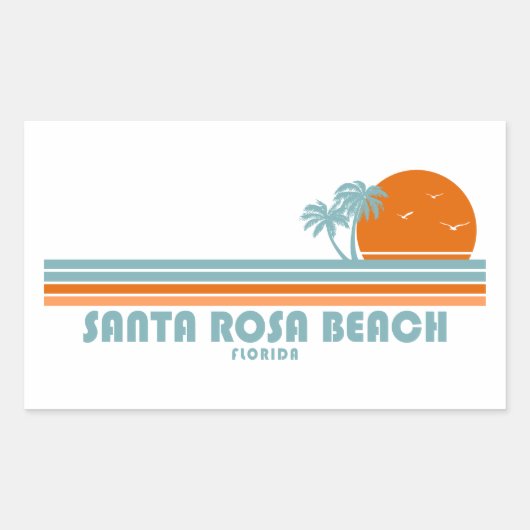 Santa Rosa Beach Florida Sun Palm Trees Rechthoekige Sticker (Voorkant)