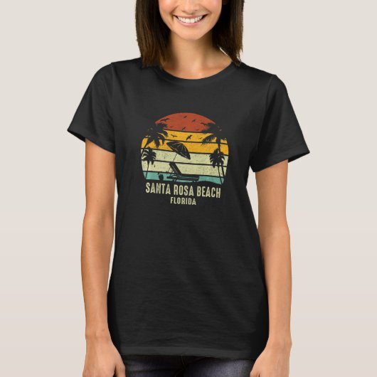 Santa Rosa Beach Florida US Beach Summer Sun Retro T-shirt (Voorkant)