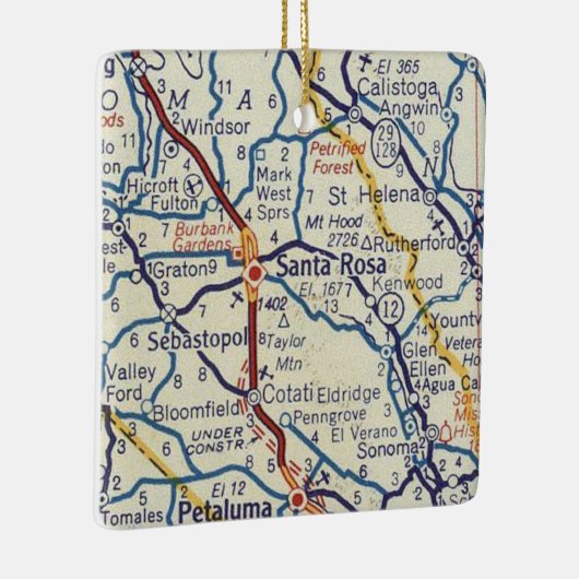 Santa Rosa CA  kaart Keramisch Ornament (Rechts)