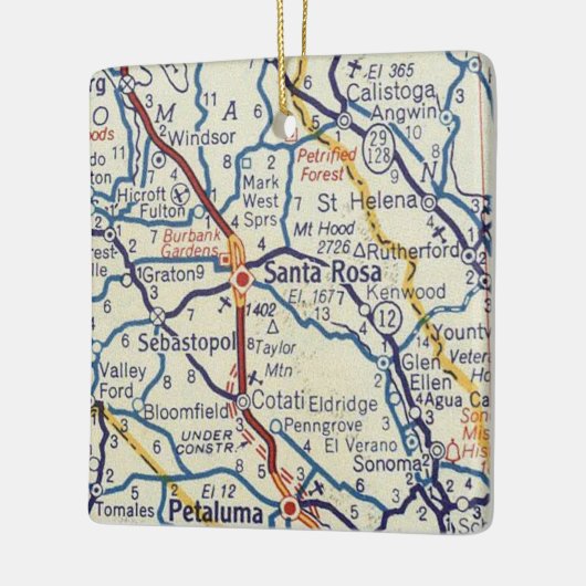 Santa Rosa CA  kaart Keramisch Ornament (Links)