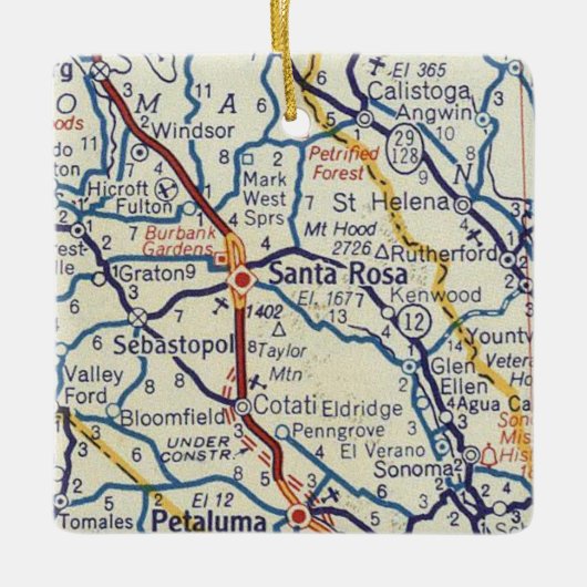 Santa Rosa CA  kaart Keramisch Ornament (Voorkant)