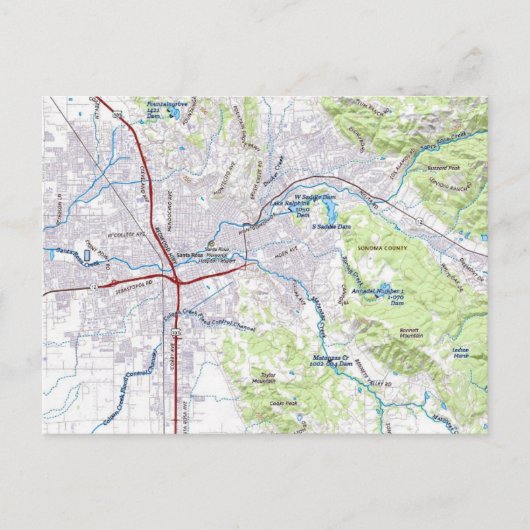 Santa Rosa, California Kaart (Voorkant)