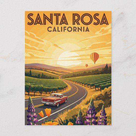 Santa Rosa California Travel Briefkaart (Voorkant)