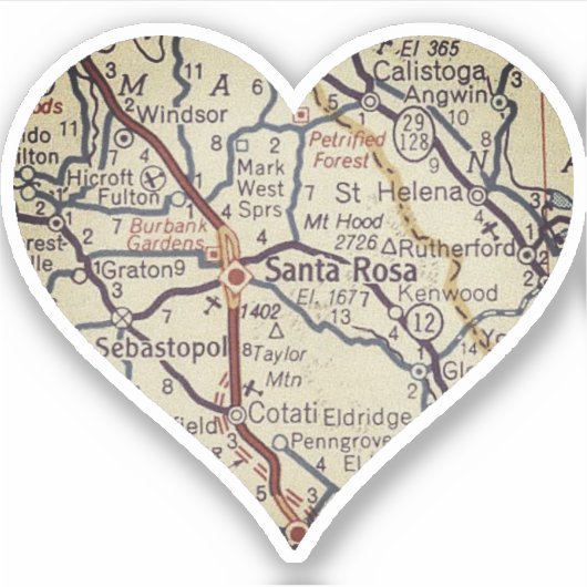 Santa Rosa Classic Map Sticker (Voorkant)