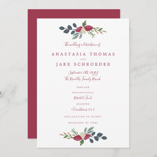 Santa Rosa Huwelijksprogramma Programmakaart (Voorkant / Achterkant)