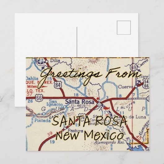 Santa Rosa NM  Map Briefkaart (Voorkant / Achterkant)