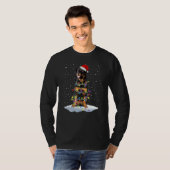 Santa Rottweiler Christmas Lights Tree Dog T-shirt (Voorkant volledig)