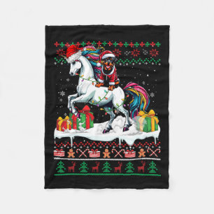 Santa Rottweiler Rijdende Eenhoorn Kersttrui Fleece Deken