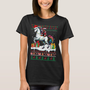 Santa Rottweiler Rijdende Eenhoorn Kersttrui T-shirt