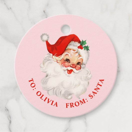  Santa roze en rood cadeau Bedankjes Labels (Voorkant)
