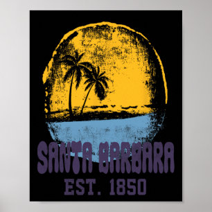 Santa Rra California Retro Surfer Vintage Strand M Poster