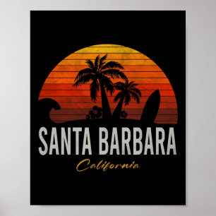 Santa Rra California Retro Surfer Vintage Strand M Poster