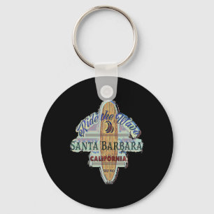 Santa Rra Surfen Vervuild Vintage Retro Surfplank Sleutelhanger