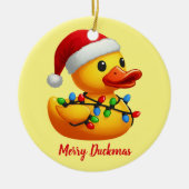 Santa Rubber Duck Christmas Merry Duckmas Funny Keramisch Ornament (Voorkant)