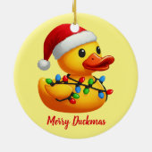 Santa Rubber Duck Christmas Merry Duckmas Funny Keramisch Ornament (Achterkant)