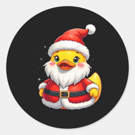 Santa Rubber Duck Schattigee kerstvakantie Ronde Sticker (Voorkant)