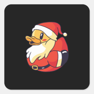 Santa rubber eend vierkante sticker