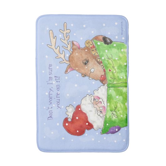 Santa, Rudolf en List bathmat Badmat (Voorkant Verticaal)
