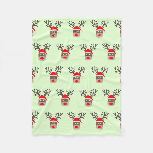 Santa Rudolf Fleece Deken (Voorkant)