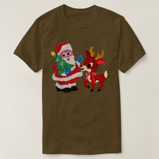 Santa Rudolph 70s gesmolten plastic popcorn T-shirt (Design voorkant)