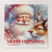 Santa Rudolph Aangepaste Kerst Puzzel Beste Kinder (Verticaal)