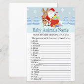 Santa, Rudolph Baby Animals Name Game baby shower (Voorkant / Achterkant)