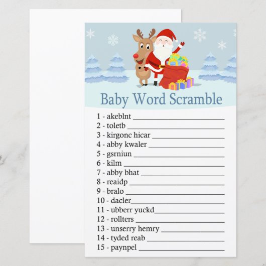Santa, Rudolph Baby word scramble game (Voorkant / Achterkant)