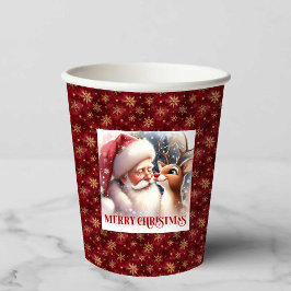 Santa Rudolph Cartoon Style Christmas Party Cups Papieren Bekers