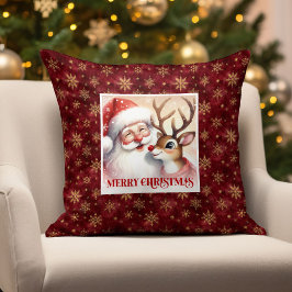 Santa Rudolph Christmas Pillow Cute Festive Glow  Kussen