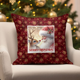 Santa Rudolph Christmas Pillow Festive Winter Fun  Kussen