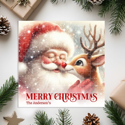 Santa Rudolph Custom Holiday Magic Puzzle for Kids Legpuzzel